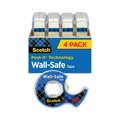 Scotch Wall-Safe Tape with Dispenser, 1" Core, 0.75" x 54.17 ft., Clear, PK4 4183